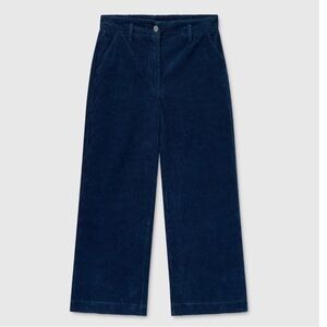 Maska‎ Lail Cropped Corduroy Trousers Wide Leg Pants Blue S